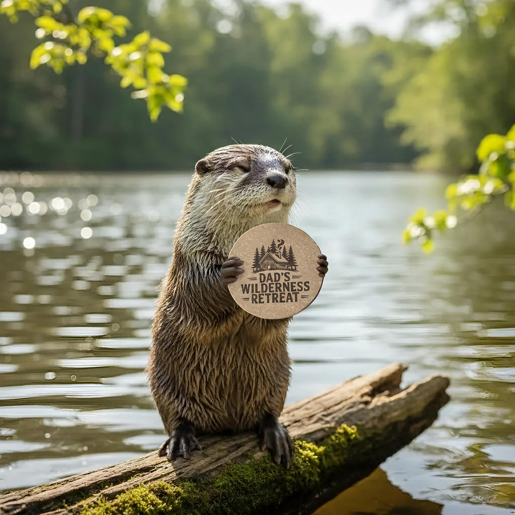 4 inch cork coaster – dad's wilderness retreat - dad theme