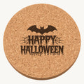 Happy Halloween laser engraved Halloween cork coaster — front view