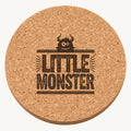 Little Monster laser engraved Halloween cork coaster — front view