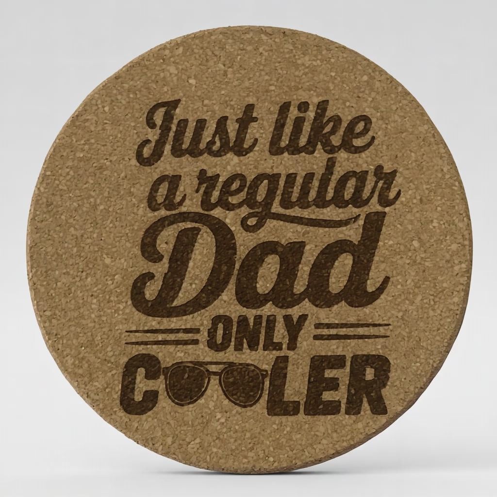 4 inch cork coaster – Just Like A Regular Dad Only Cooler- Dad theme