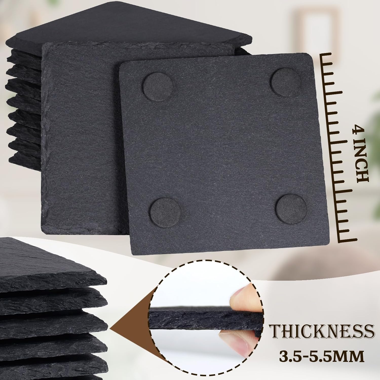 4 Inch Slate Coaster – The Right To Bear Arms Eagle and Crossed Rifles – 2nd Amendment theme